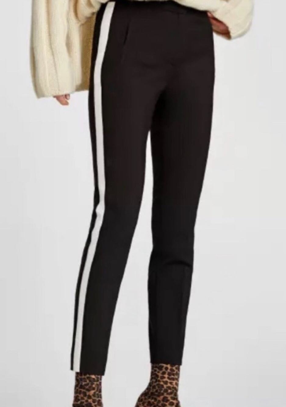 Banana Republic Sloan Women’s Stretch Black White Stripe Pants Sz 10 Pockets
